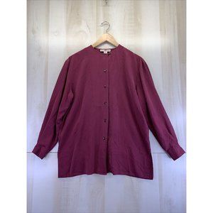 Vintage 1990s 100% Silk Stunt Collection Womens Button Up Blouse Size M-6703